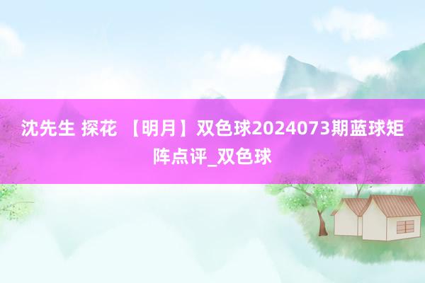 沈先生 探花 【明月】双色球2024073期蓝球矩阵点评_双色球