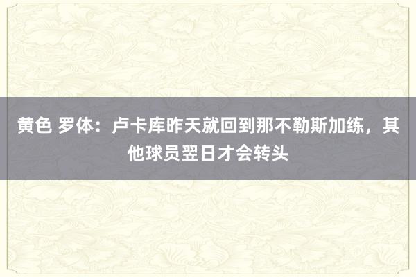 黄色 罗体：卢卡库昨天就回到那不勒斯加练，其他球员翌日才会转头