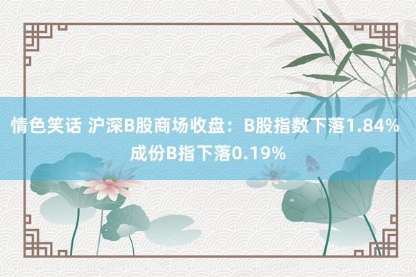 情色笑话 沪深B股商场收盘：B股指数下落1.84% 成份B指下落0.19%