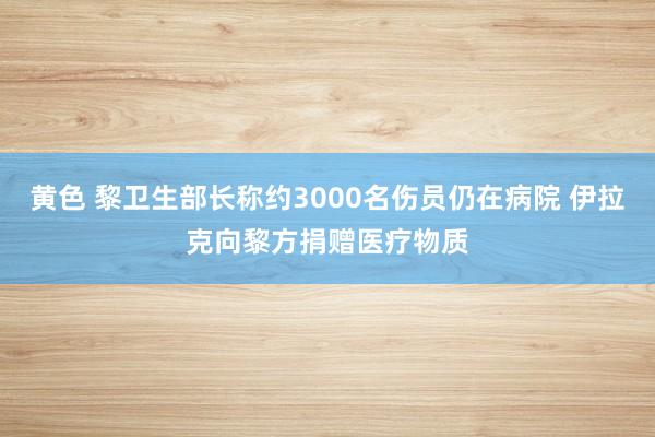 黄色 黎卫生部长称约3000名伤员仍在病院 伊拉克向黎方捐赠医疗物质