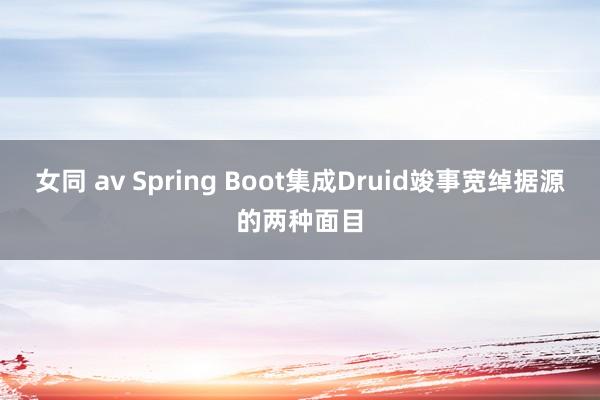 女同 av Spring Boot集成Druid竣事宽绰据源的两种面目