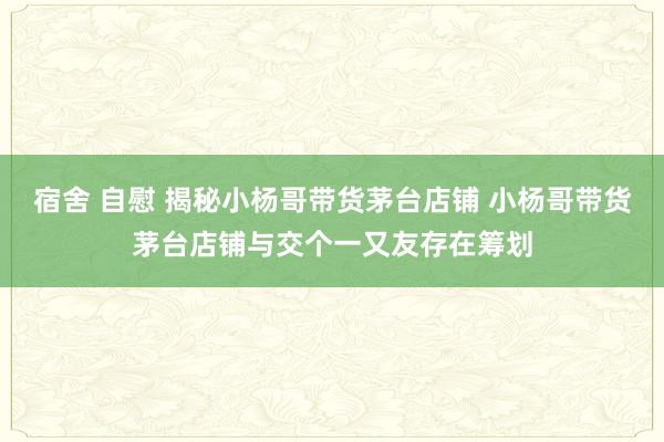 宿舍 自慰 揭秘小杨哥带货茅台店铺 小杨哥带货茅台店铺与交个一又友存在筹划