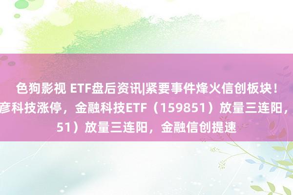 色狗影视 ETF盘后资讯|紧要事件烽火信创板块！南天信息、博彦科技涨停，金融科技ETF（159851）放量三连阳，金融信创提速