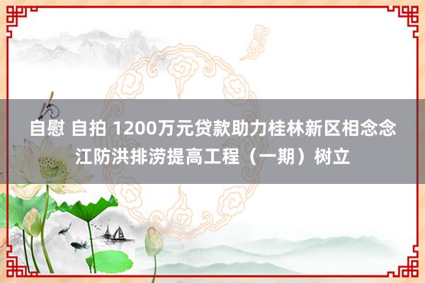 自慰 自拍 1200万元贷款助力桂林新区相念念江防洪排涝提高工程（一期）树立