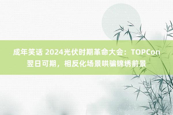 成年笑话 2024光伏时期革命大会：TOPCon翌日可期，相反化场景哄骗锦绣前景