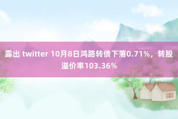 露出 twitter 10月8日鸿路转债下落0.71%，转股溢价率103.36%