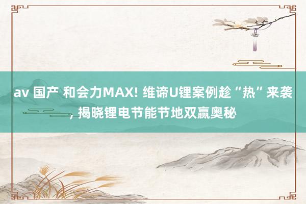 av 国产 和会力MAX! 维谛U锂案例趁“热”来袭， 揭晓锂电节能节地双赢奥秘