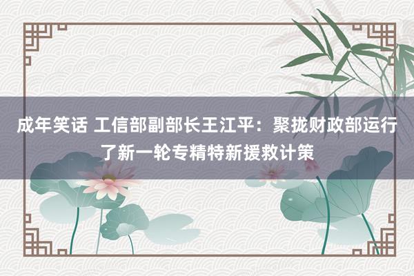 成年笑话 工信部副部长王江平：聚拢财政部运行了新一轮专精特新援救计策