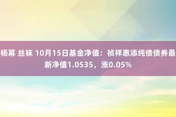 杨幂 丝袜 10月15日基金净值：祯祥惠添纯债债券最新净值1.0535，涨0.05%