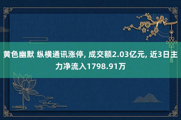 黄色幽默 纵横通讯涨停， 成交额2.03亿元， 近3日主力净流入1798.91万