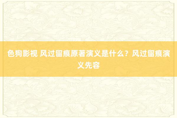 色狗影视 风过留痕原著演义是什么？风过留痕演义先容