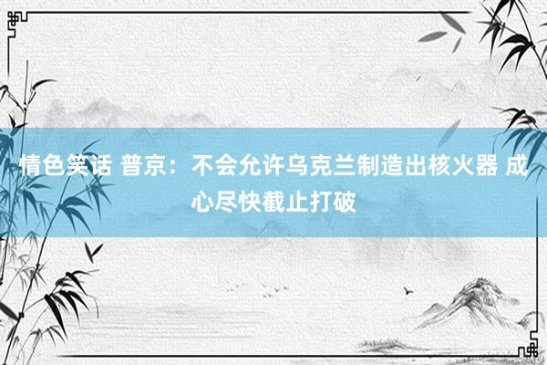 情色笑话 普京：不会允许乌克兰制造出核火器 成心尽快截止打破