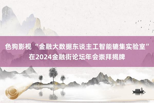 色狗影视 “金融大数据东谈主工智能辘集实验室”在2024金融街论坛年会崇拜揭牌