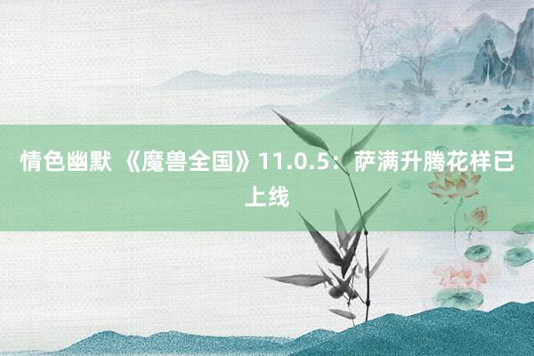 情色幽默 《魔兽全国》11.0.5：萨满升腾花样已上线