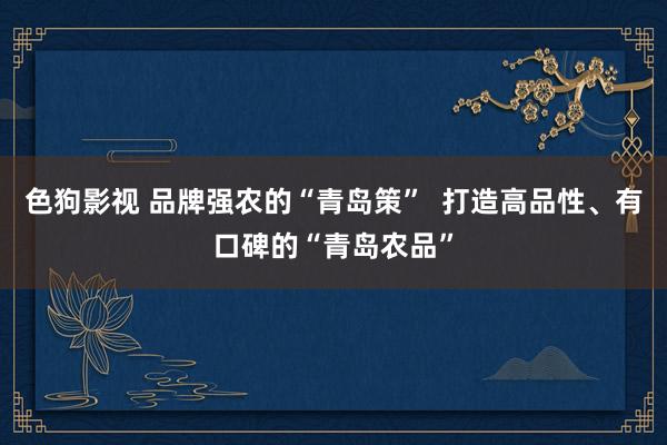 色狗影视 品牌强农的“青岛策”  打造高品性、有口碑的“青岛农品”