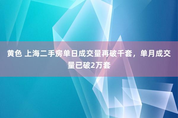 黄色 上海二手房单日成交量再破千套，单月成交量已破2万套