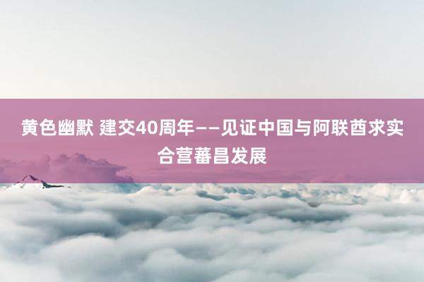 黄色幽默 建交40周年——见证中国与阿联酋求实合营蕃昌发展