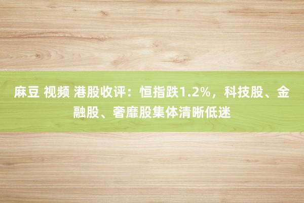 麻豆 视频 港股收评：恒指跌1.2%，科技股、金融股、奢靡股集体清晰低迷