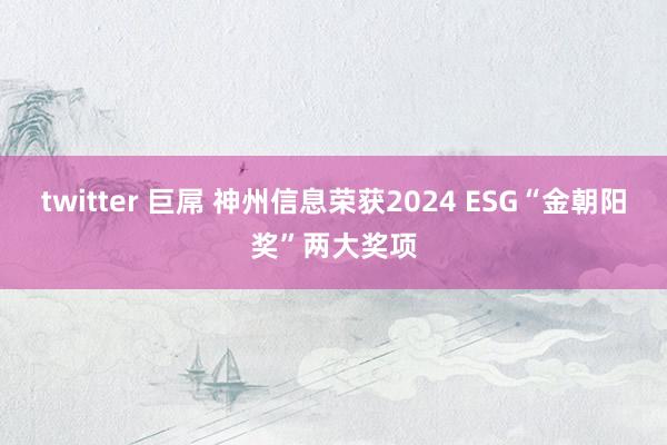 twitter 巨屌 神州信息荣获2024 ESG“金朝阳奖”两大奖项