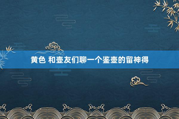 黄色 和壶友们聊一个鉴壶的留神得