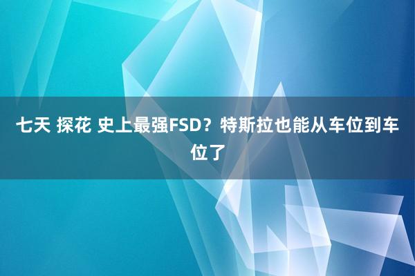 七天 探花 史上最强FSD？特斯拉也能从车位到车位了