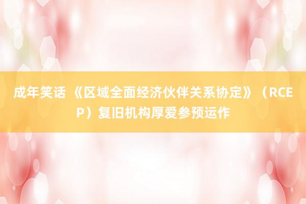 成年笑话 《区域全面经济伙伴关系协定》（RCEP）复旧机构厚爱参预运作