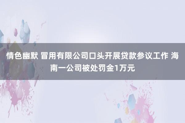 情色幽默 冒用有限公司口头开展贷款参议工作 海南一公司被处罚金1万元