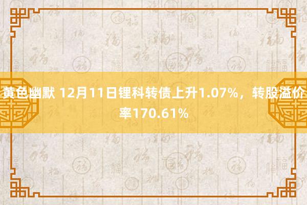 黄色幽默 12月11日锂科转债上升1.07%，转股溢价率170.61%