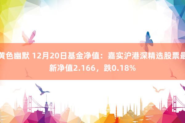 黄色幽默 12月20日基金净值：嘉实沪港深精选股票最新净值2.166，跌0.18%