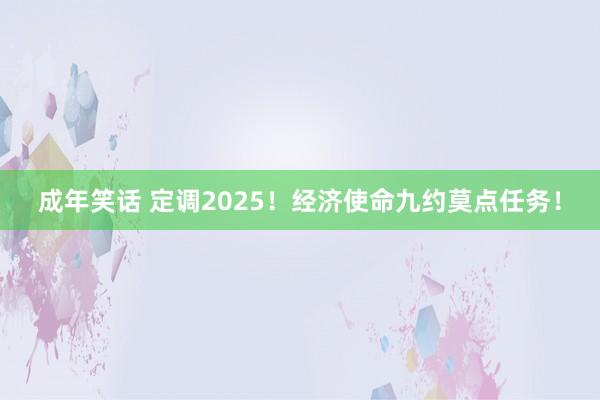 成年笑话 定调2025！经济使命九约莫点任务！