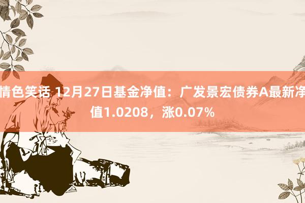 情色笑话 12月27日基金净值：广发景宏债券A最新净值1.0208，涨0.07%