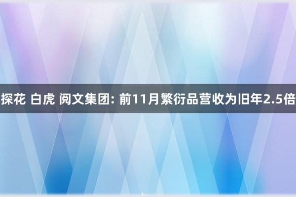 探花 白虎 阅文集团: 前11月繁衍品营收为旧年2.5倍