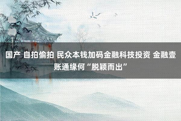 国产 自拍偷拍 民众本钱加码金融科技投资 金融壹账通缘何“脱颖而出”