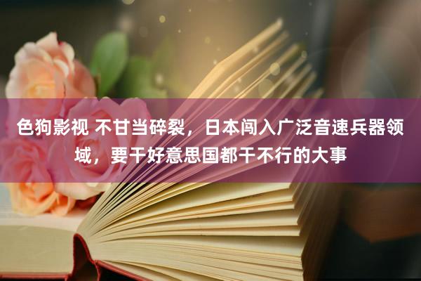 色狗影视 不甘当碎裂，日本闯入广泛音速兵器领域，要干好意思国都干不行的大事