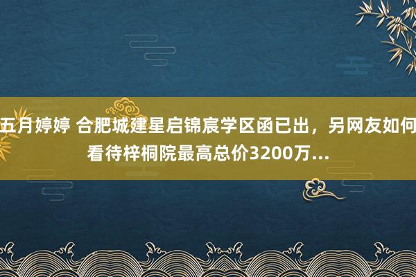 五月婷婷 合肥城建星启锦宸学区函已出，另网友如何看待梓桐院最高总价3200万...